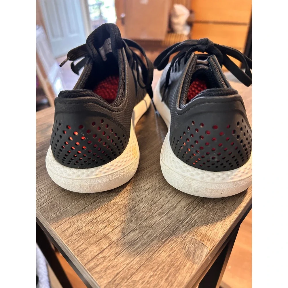 Crocs Literide Pacer Black Perforated Lace Up Sneakers Men's Athletic Shoes‎ M7